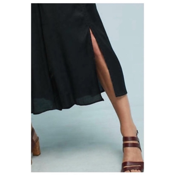 Anthropologie Elevenses Black Front Slit Cropped Wide Pants Size XS - Picture 3 of 14